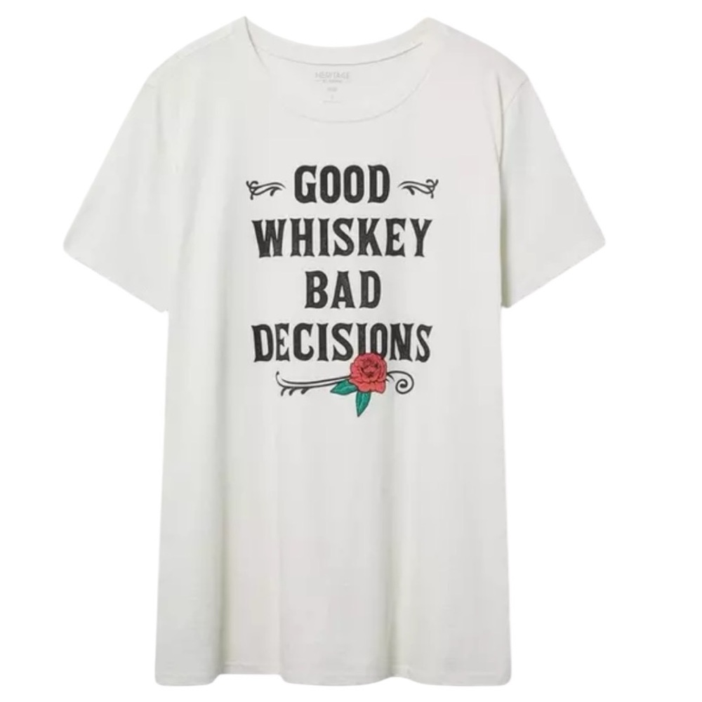 Torrid Good Whiskey Classic Fit Heritage Jersey Crew Tee Size 2
